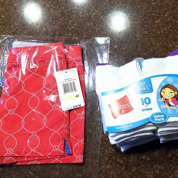 Girl's 4T Nautica Shirts & 10 Pairs Crew Socks - Picture 1 of 9